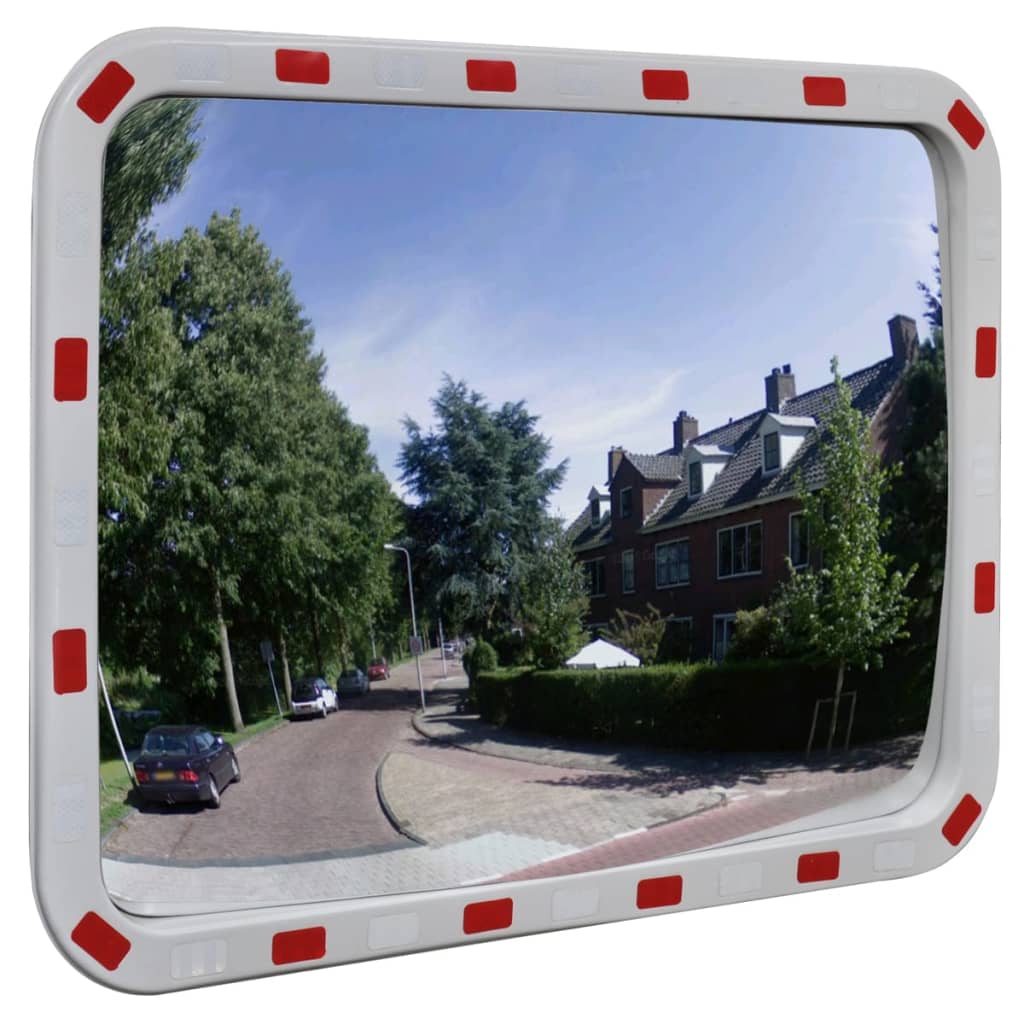 Obdĺžnikové konvexné dopravné zrkadlo s odrazkami 60 x 80 cm