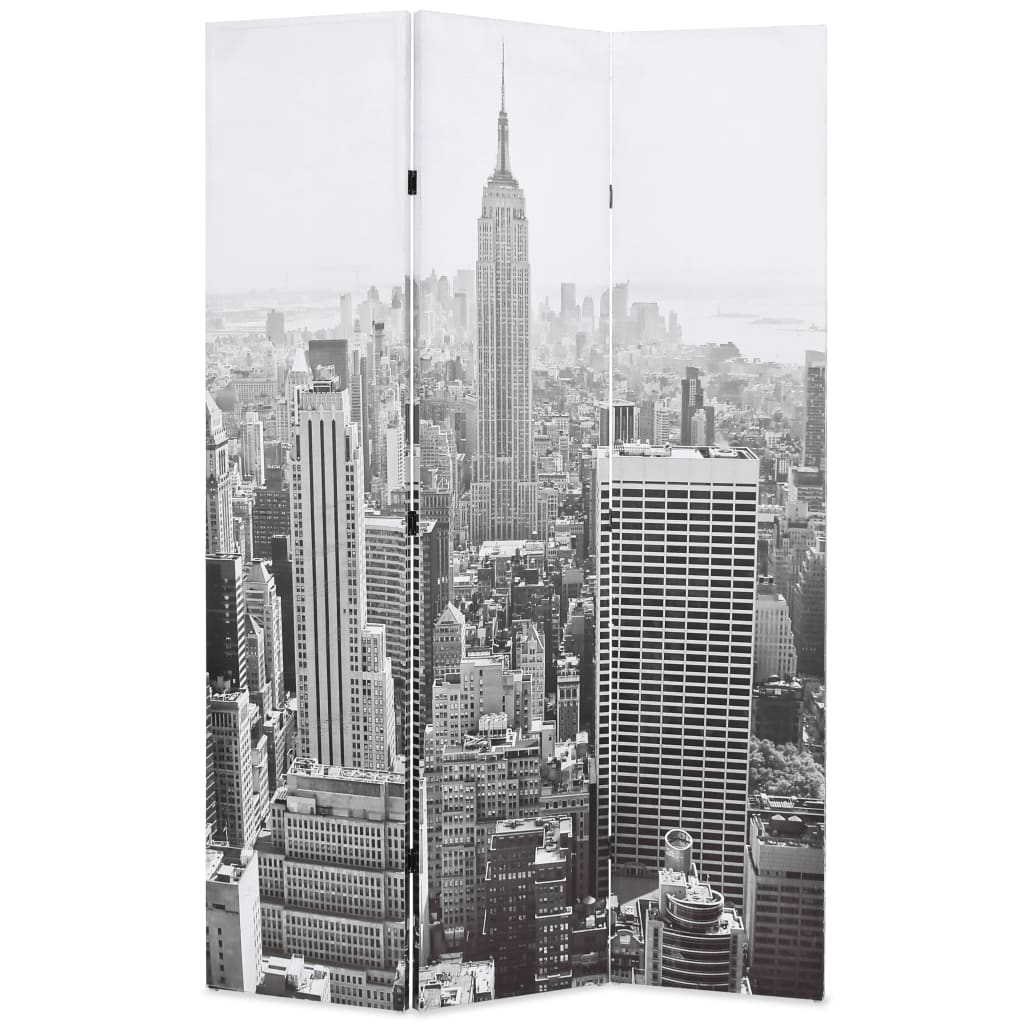 vidaXL Skladací paraván 120x170 cm, potlač New Yorku, čierno biela