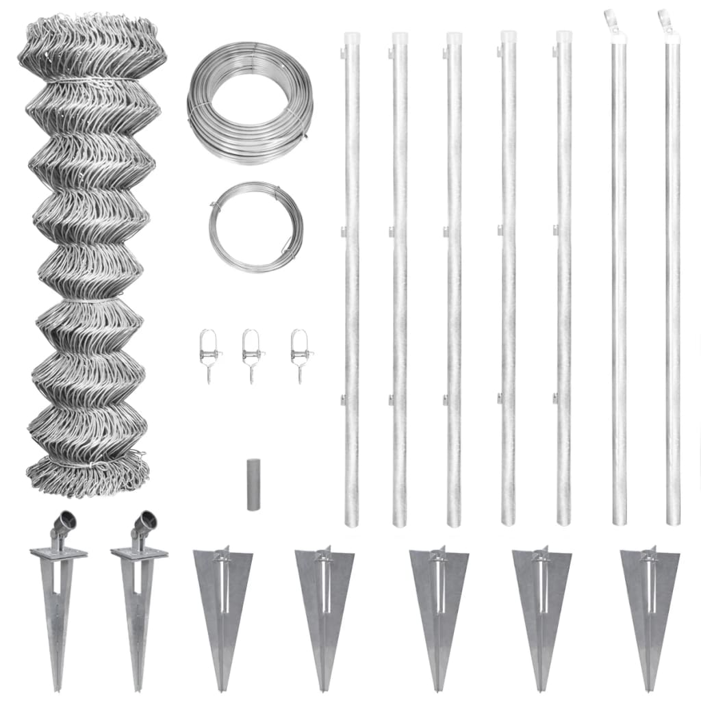 vidaXL Drôtené pletivo+stĺpiky a hroty, pozinkovaná oceľ 15x1,5 m