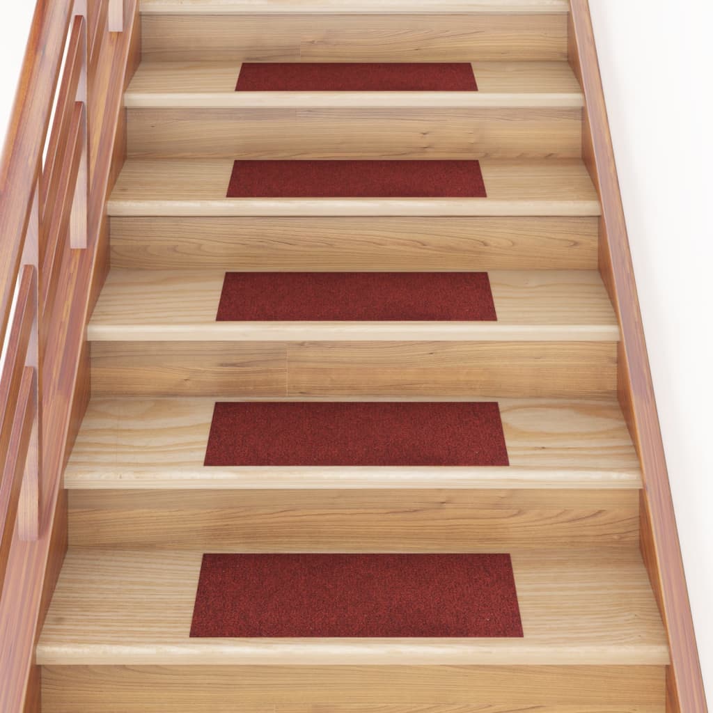 vidaXL Samolepiace nášľapy na schody obdĺžnikové 15 ks 60x25 cm červené