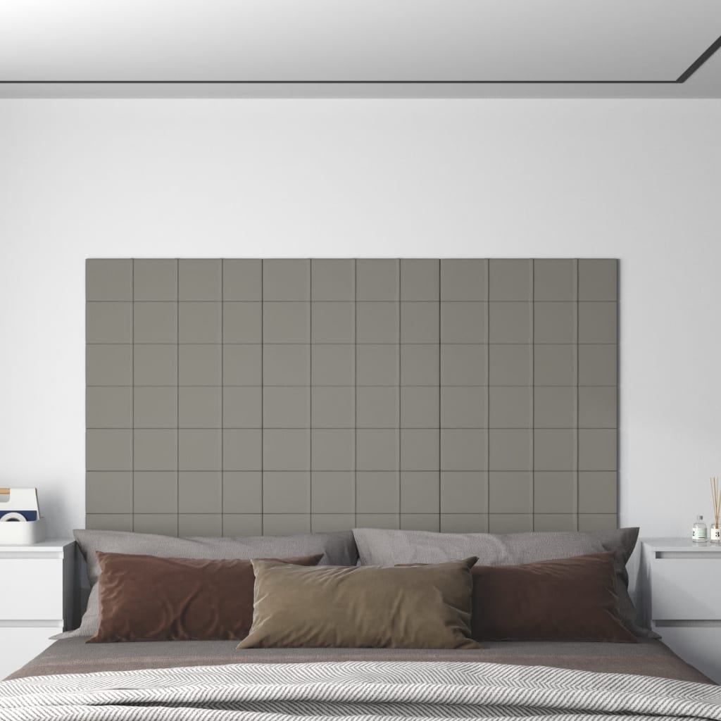 vidaXL Nástenné panely 12 ks bledosivé 60x15 cm zamat 1,08 m²