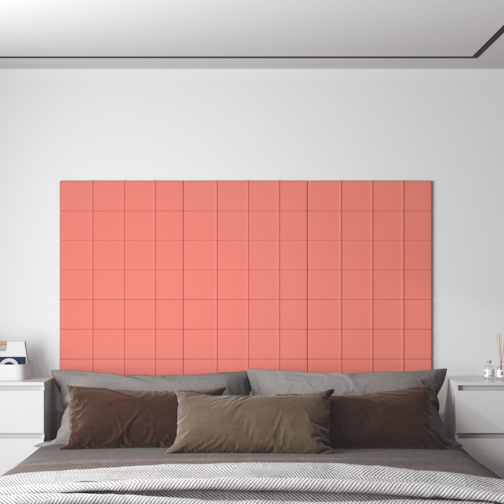 vidaXL Nástenné panely 12 ks ružové 60x15 cm zamat 1,08 m²