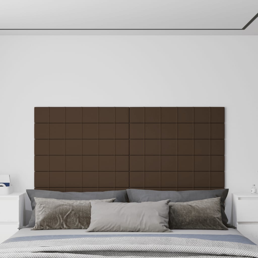 vidaXL Nástenné panely 12 ks hnedé 90x15 cm látka 1,62 m²