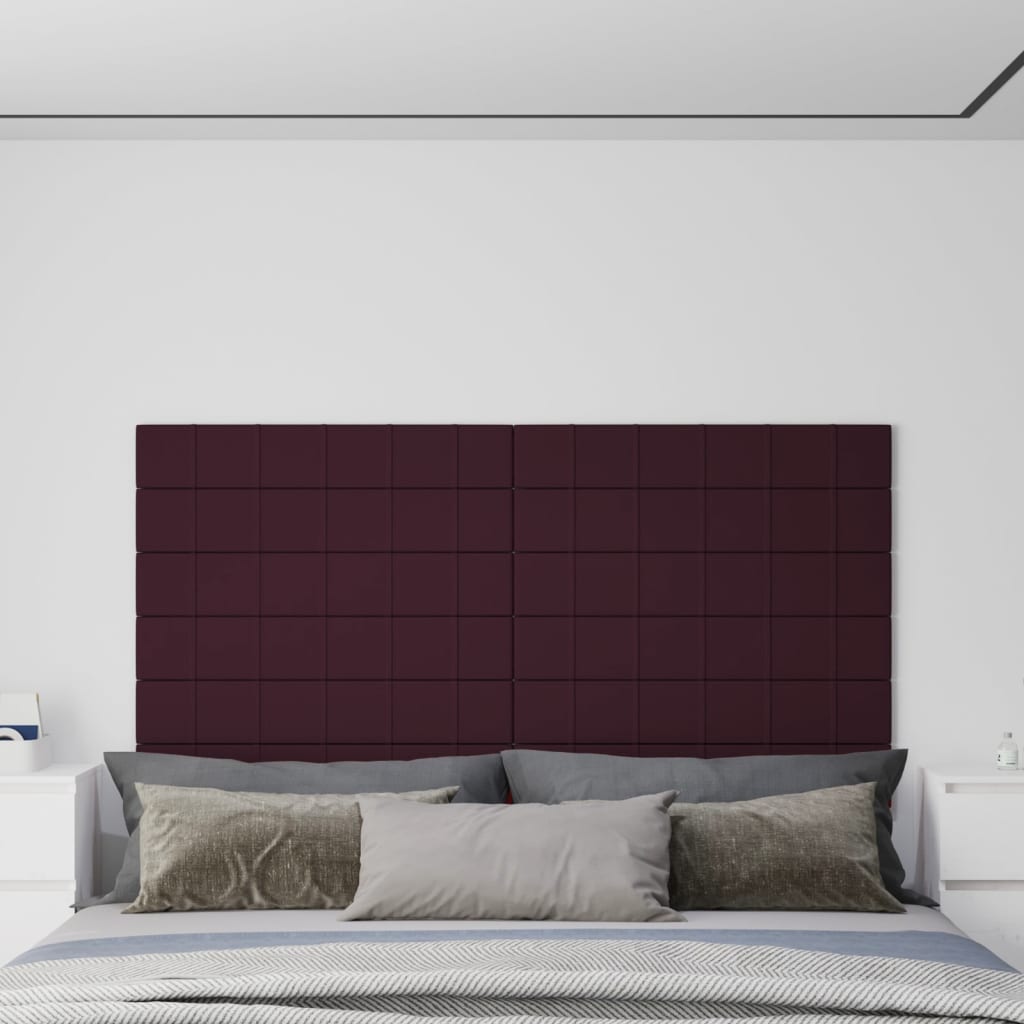 vidaXL Nástenné panely 12 ks fialové 90x15 cm látka 1,62 m²