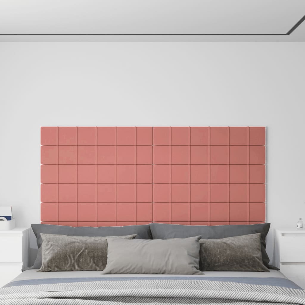vidaXL Nástenné panely 12 ks ružové 90x15 cm zamat 1,62 m²