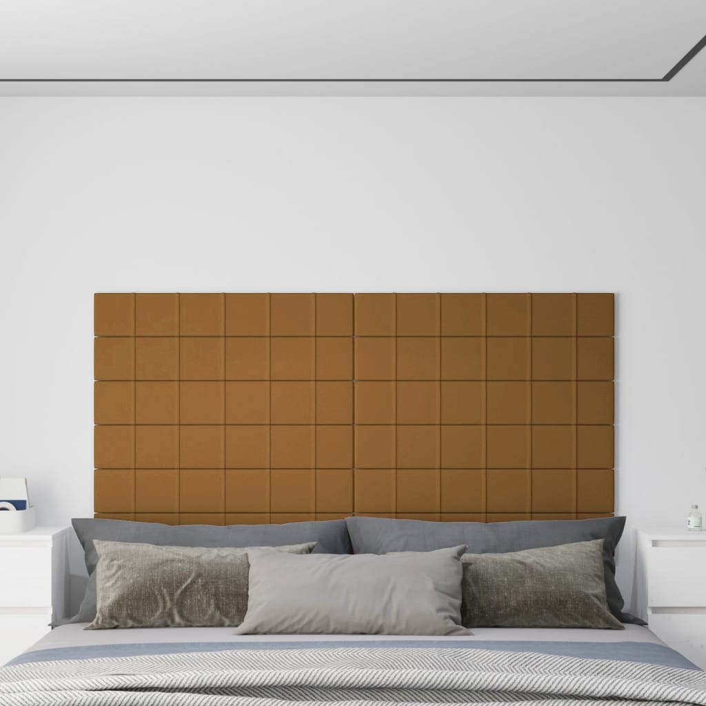 vidaXL Nástenné panely 12 ks hnedé 90x15 cm zamat 1,62 m²