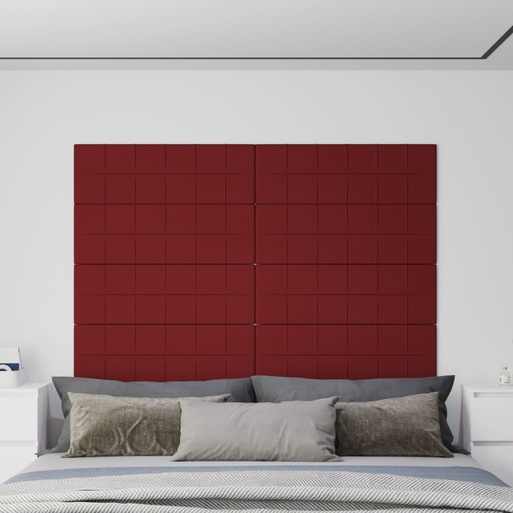 vidaXL Nástenné panely 12 ks vínovočervené 90x30 cm látka 3,24 m²