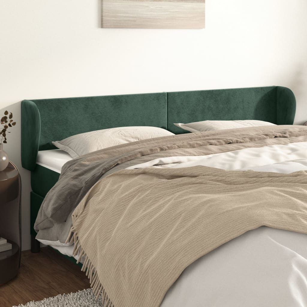 vidaXL Čelo postele so záhybmi tmavozelený 163x23x78/88 cm zamat