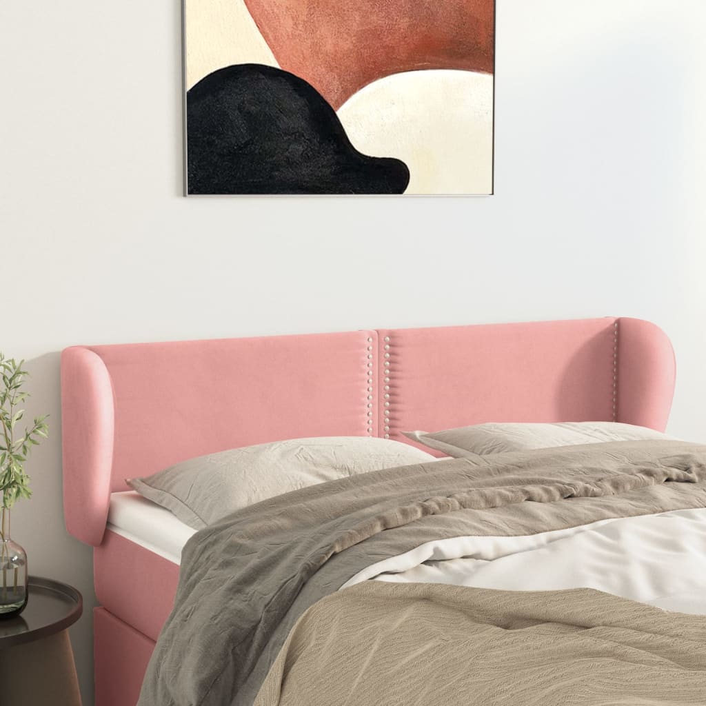 vidaXL Čelo postele so záhybmi ružový 147x23x78/88 cm zamat