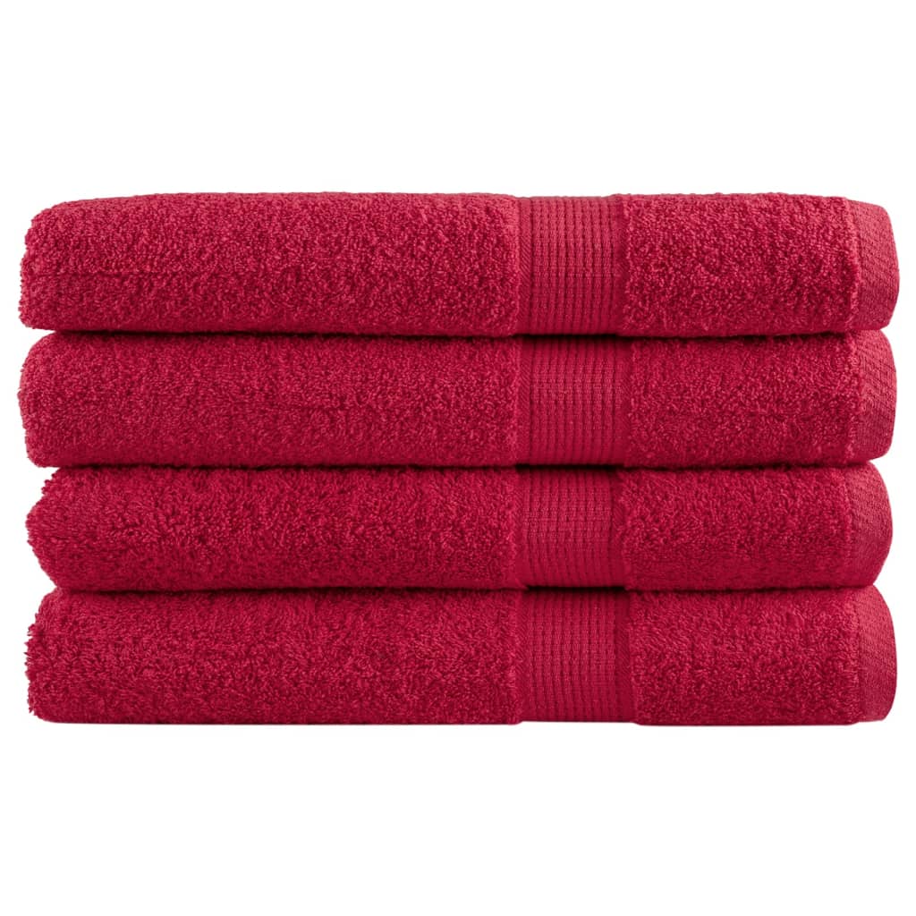 vidaXL Prémiové uteráky 4 ks červené 100x200cm 600 g/m2 bavlna