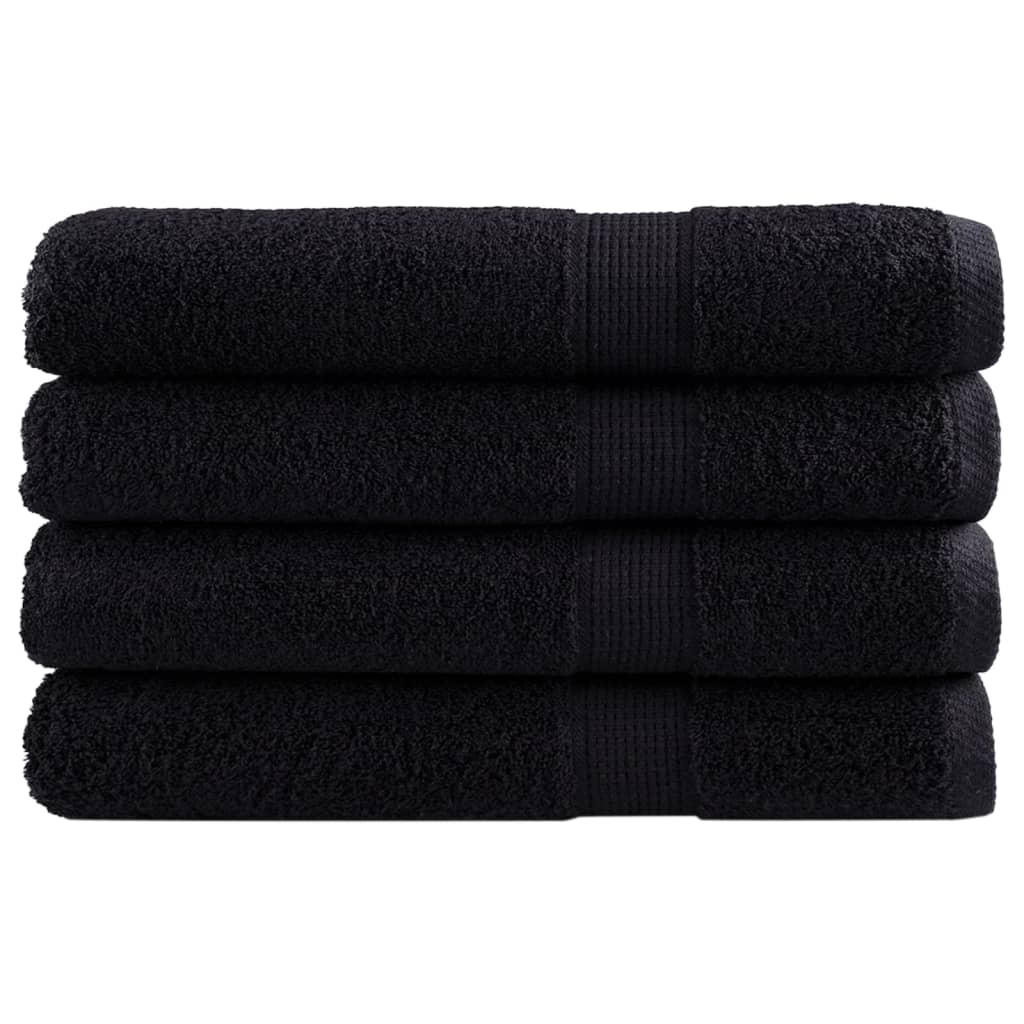 vidaXL Prémiové uteráky do sauny 4 ks čierne 80x200cm 600 g/m2 bavlna