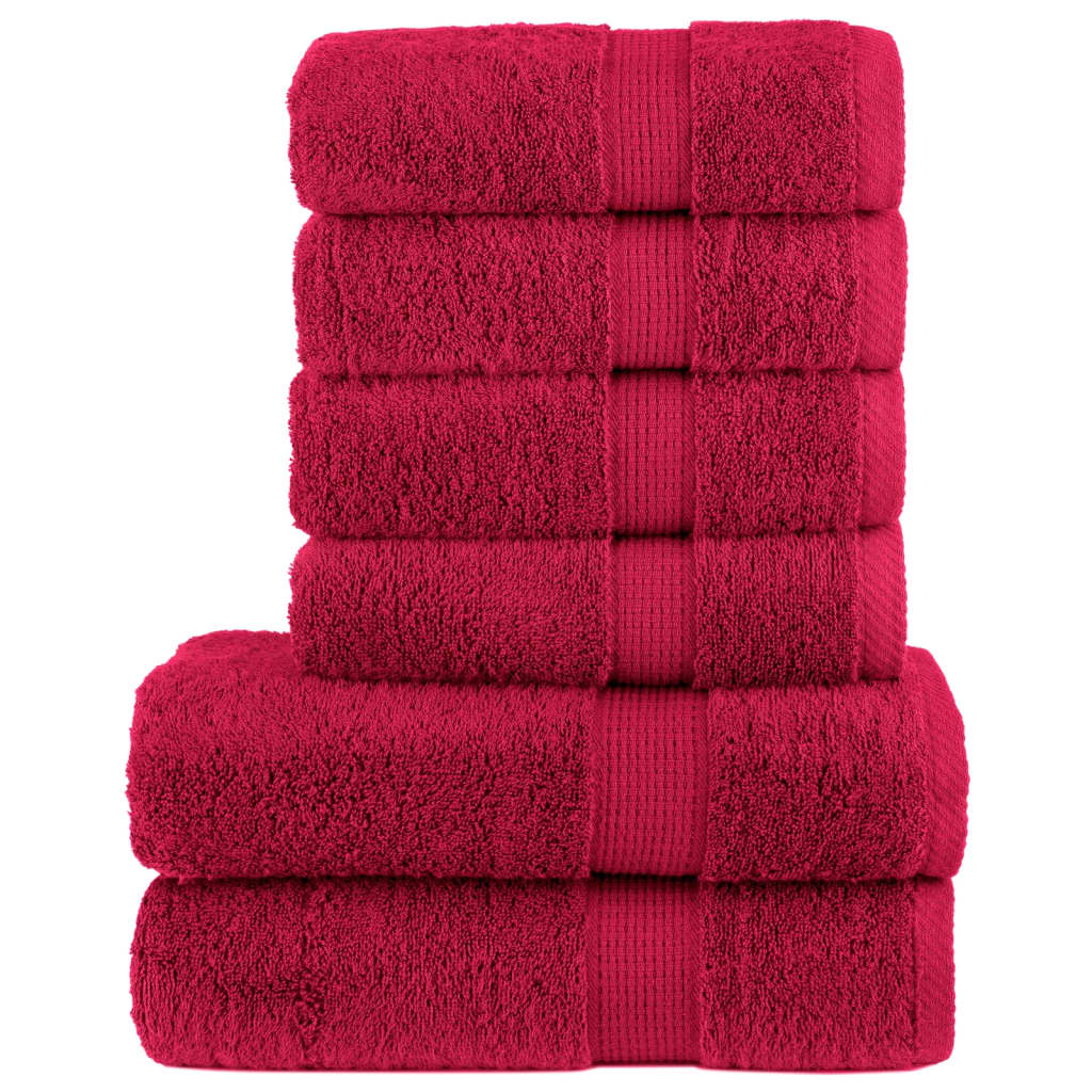 vidaXL 6-dielna prémiová sada uterákov červená 600 g/m² 100% bavlna