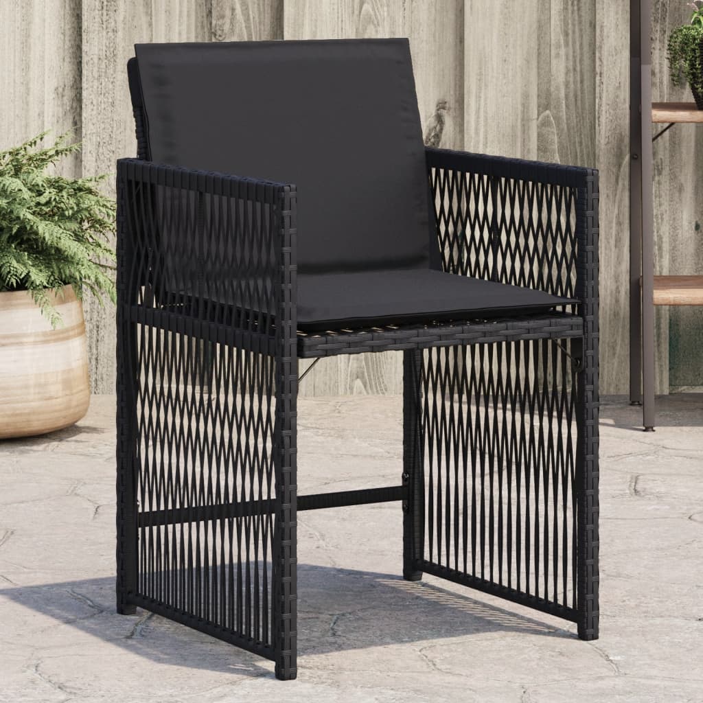 vidaXL Záhradné stoličky so sedákmi 4 ks čierne polyratanové