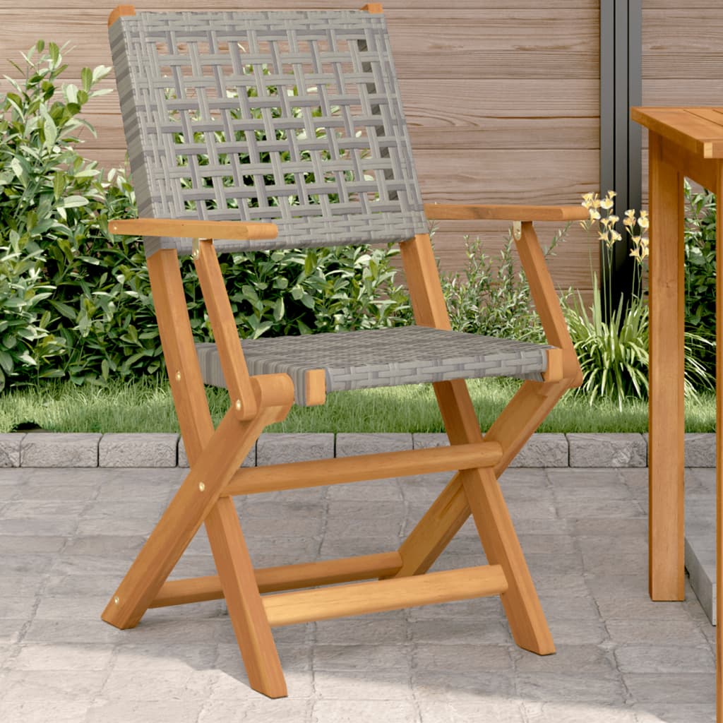 vidaXL Záhradné stoličky 2 ks sivé masívne akáciové drevo a polyratan