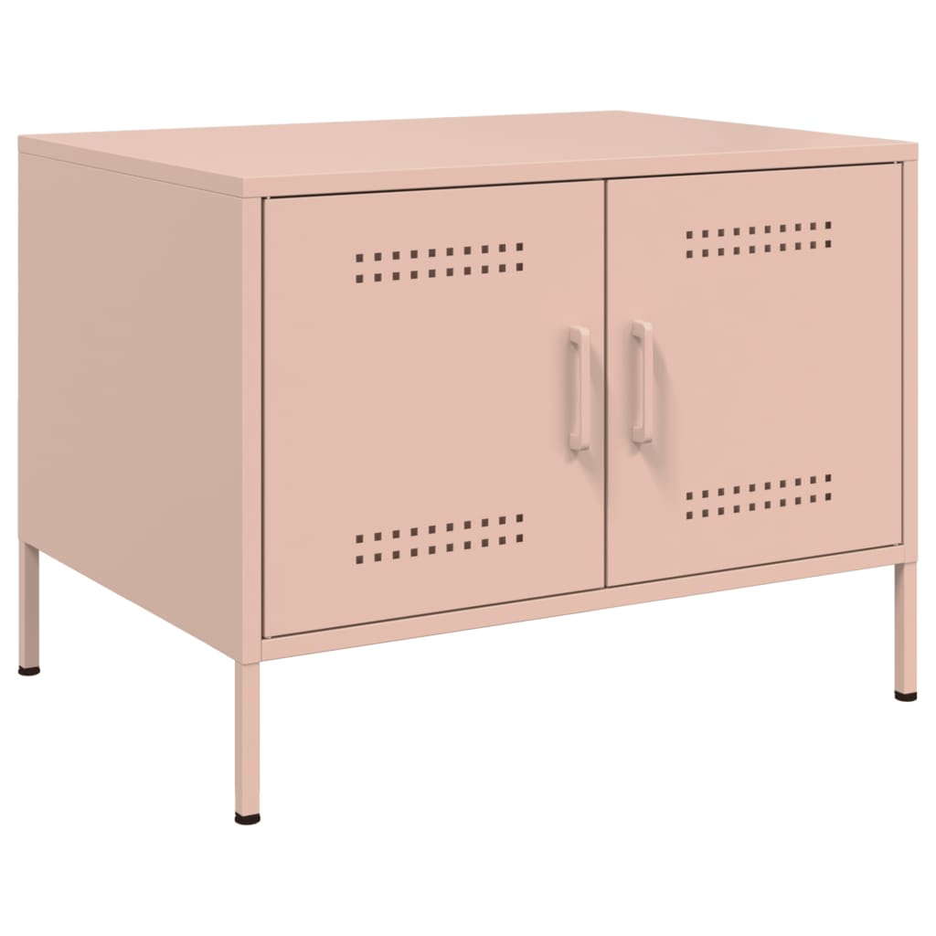 vidaXL Konferenčný stolík ružový 68x50x50,5 cm oceľ valc. za studena