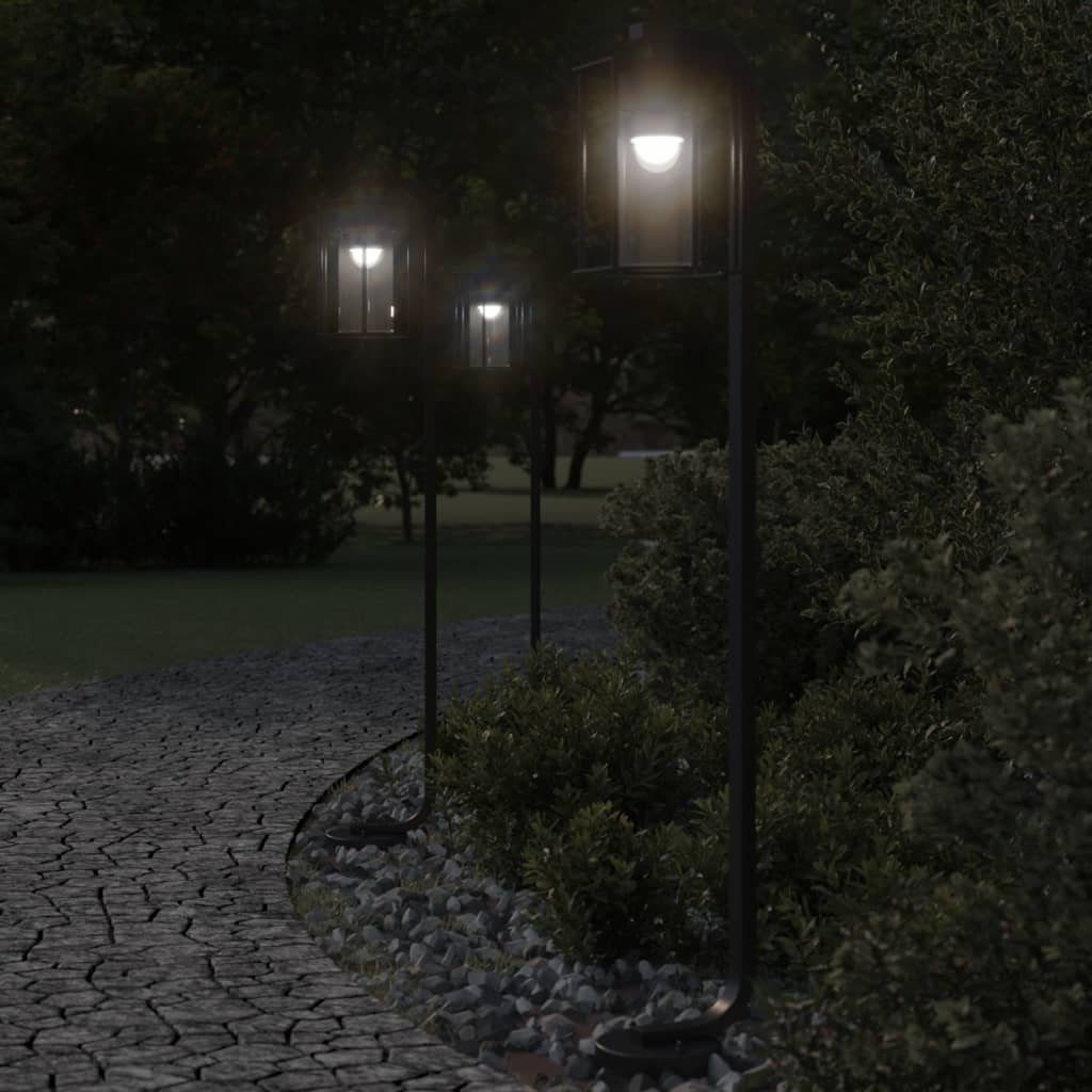 vidaXL Vonkajšie stojace lampy 3 ks čierne 100 cm nehrdzavejúca oceľ