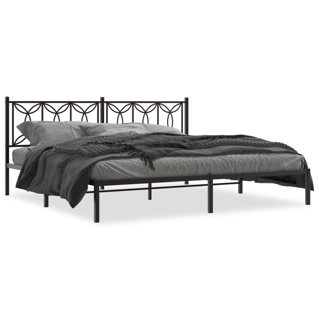 vidaXL Kovový rám postele s čelom čierny 200x200 cm