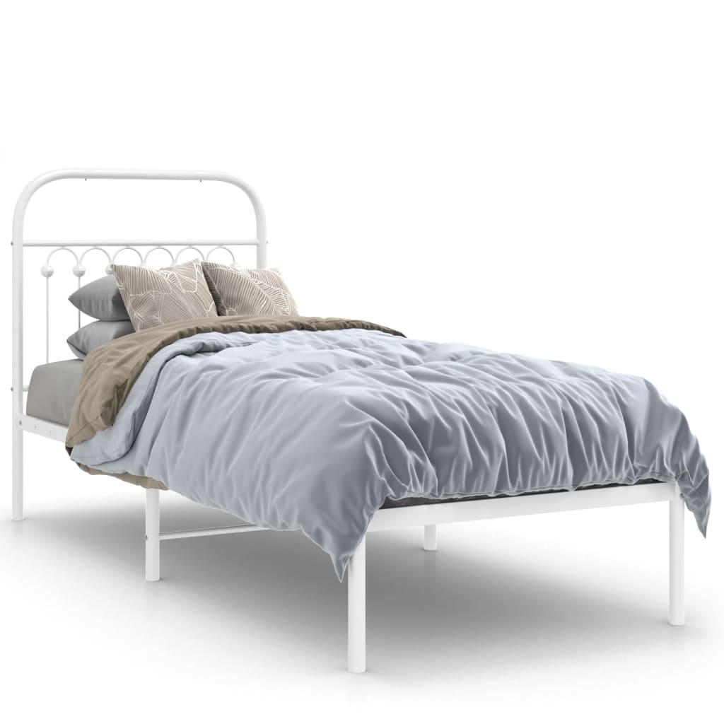 vidaXL Kovový rám postele s čelom biely 80x200 cm