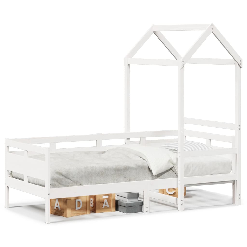 vidaXL Denná posteľ so strieškou biela 90x200 cm borovicový masív